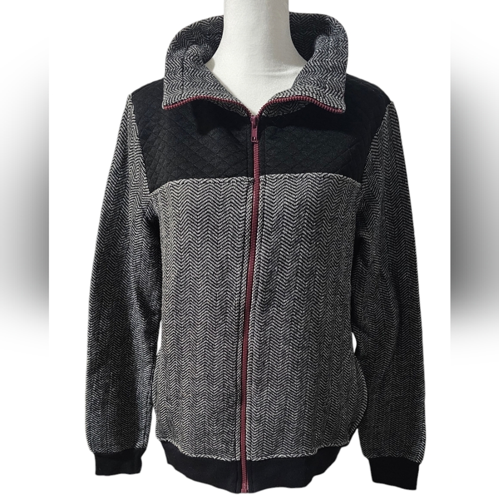 Fade by BKE | Black and White Chevron Zip-Up Jacket